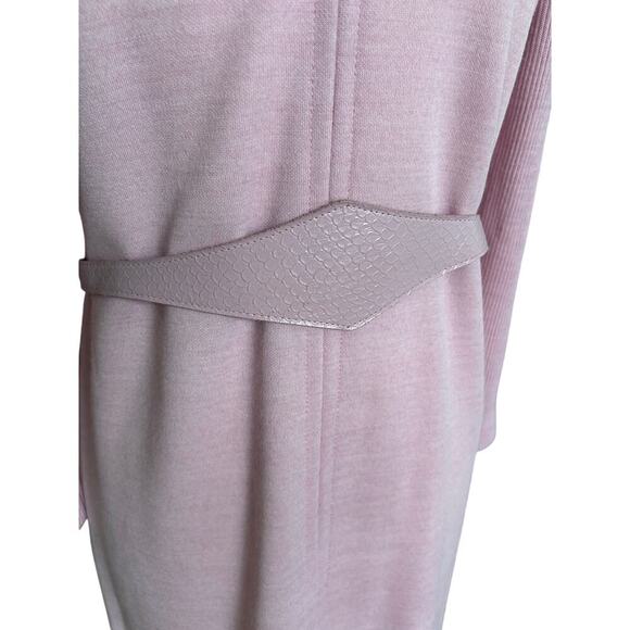 Vintage Leslie Fay 70s 80s Mauve Purple Belted Sheath Wool? Midi Dress size 12 P - Picture 10 of 11